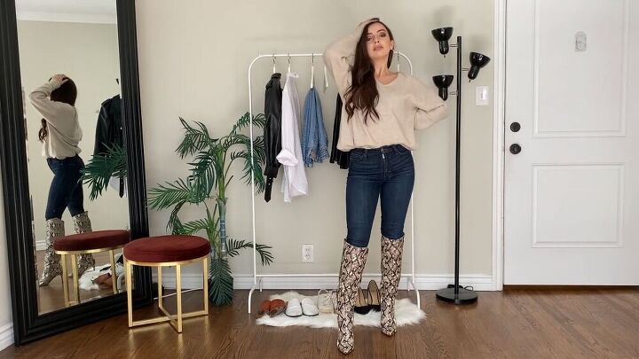 how to style a sweater five different ways, Snakeskin boots