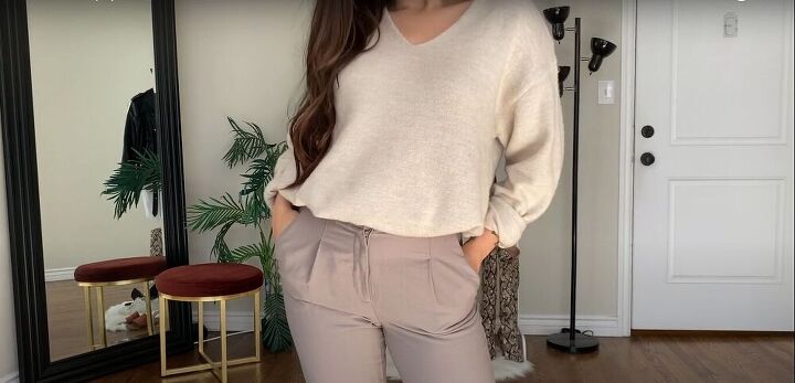 how to style a sweater five different ways, Cute monochromatic look
