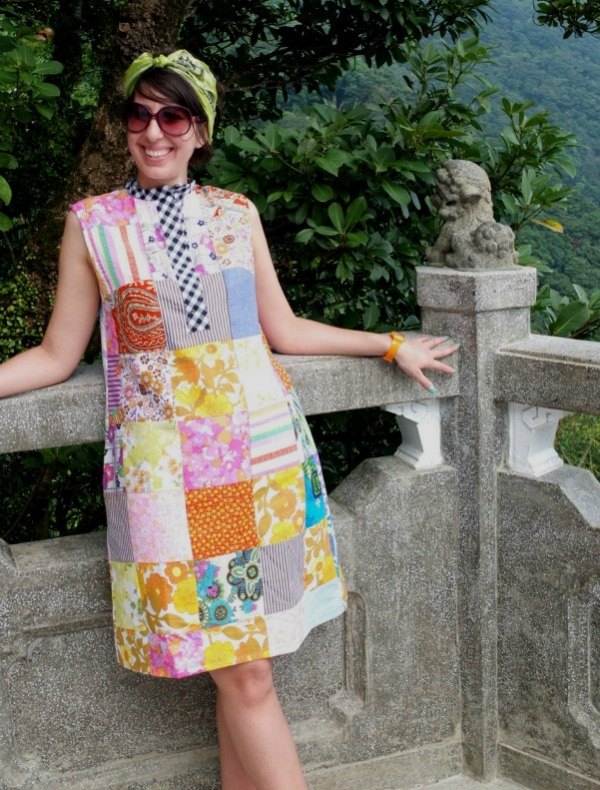 make a patchwork dress from fabric scraps