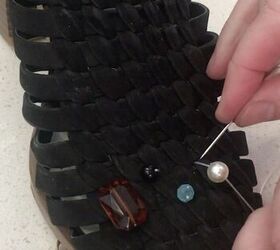 how to use old jewelry to upcycle sandals