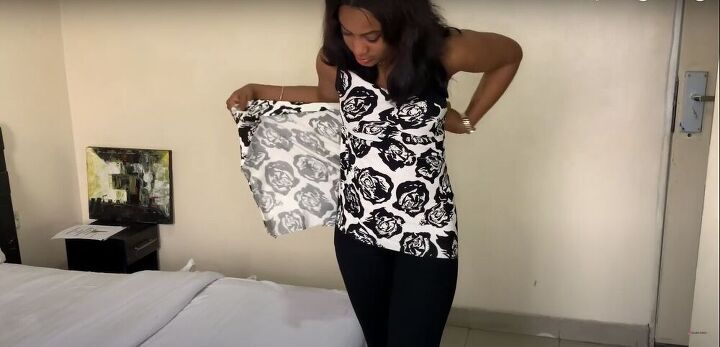 how to make a no sew criss cross strap top, Wrap the fabric around your body