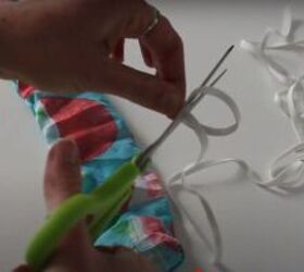 how to make a diy hair clip and scrunchie with dollar store supplies, Cut some elastic