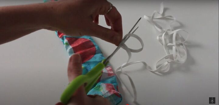 how to make a diy hair clip and scrunchie with dollar store supplies, Cut some elastic