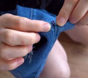 how to cut jeans into shorts in just 6 easy steps, Reinforcing the side seams