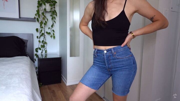 how to cut jeans into shorts in just 6 easy steps, Lovely DIY denim shorts