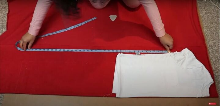 how to sew a t shirt dress with a cutout in the back, Measure and mark