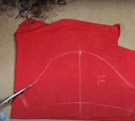 how to sew a t shirt dress with a cutout in the back, Cut the fabric