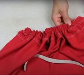 how to sew a t shirt dress with a cutout in the back, Pull the elastic through the tunnels
