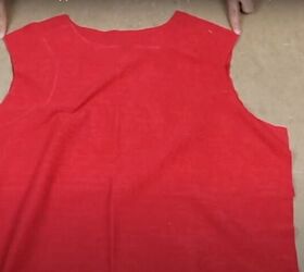 how to sew a t shirt dress with a cutout in the back, Sew the shoulder seams
