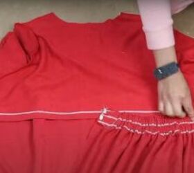 how to sew a t shirt dress with a cutout in the back, Pin the side seams of the skirt