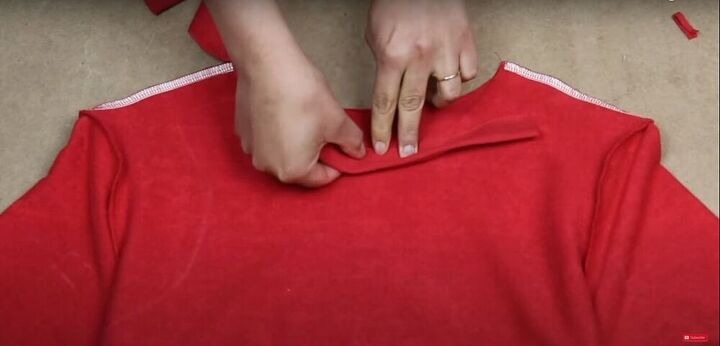 how to sew a t shirt dress with a cutout in the back, Measure around the front neckline