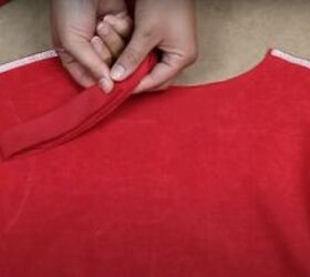 how to sew a t shirt dress with a cutout in the back, Notch the fabric