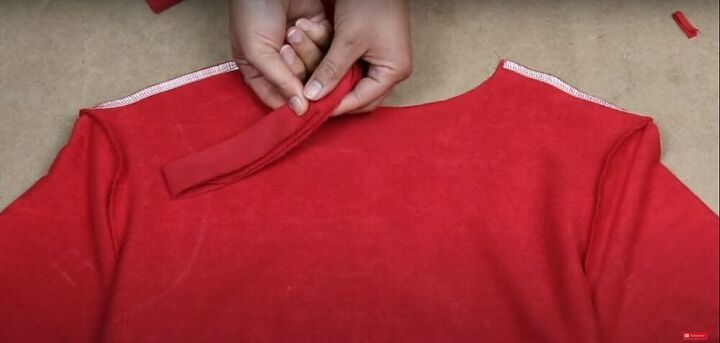 how to sew a t shirt dress with a cutout in the back, Notch the fabric