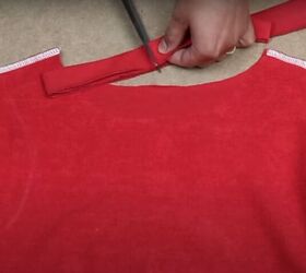 how to sew a t shirt dress with a cutout in the back, Cut the neckband to the appropriate length
