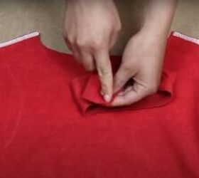 how to sew a t shirt dress with a cutout in the back, Sew the ends together