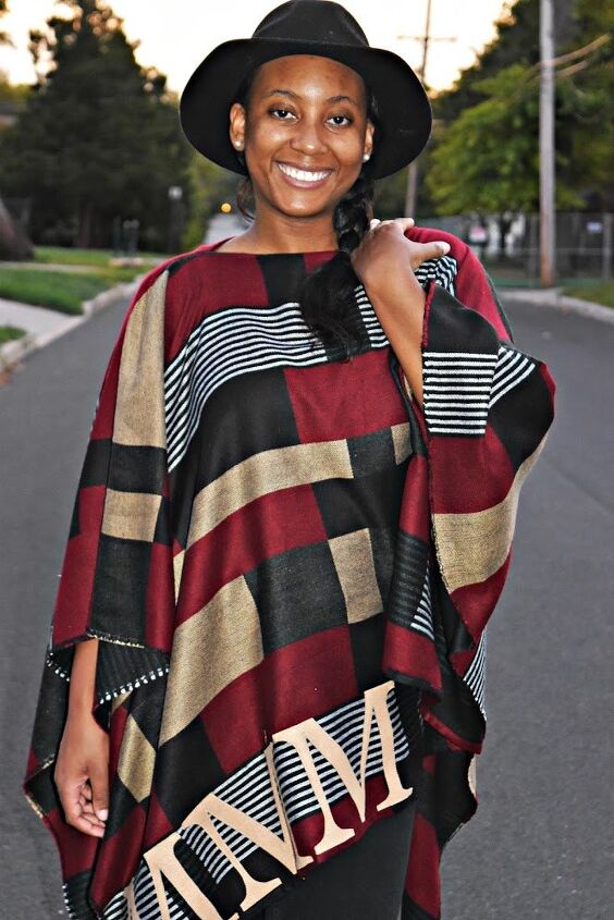 diy burberry inspired monogrammed poncho