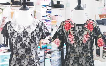 Floral Patch Lace Top With Ruffle Sleeves Refashion