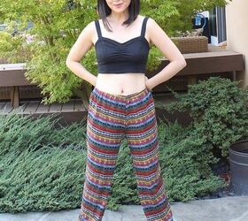 from maxi dress to jogger pants and crop top remake