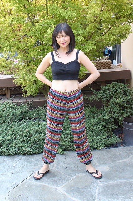 from maxi dress to jogger pants and crop top remake