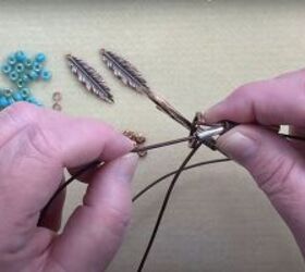 step by step beaded leather necklace tutorial, Insert the cord into the tube