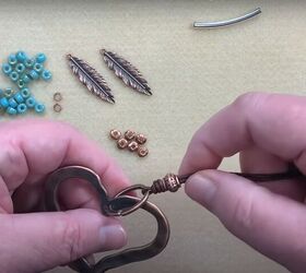 step by step beaded leather necklace tutorial, Place the bead