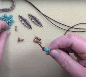 step by step beaded leather necklace tutorial, Place the spacer