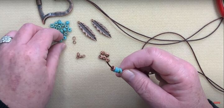 step by step beaded leather necklace tutorial, Place the spacer
