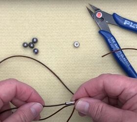 bohemian jewelry tutorial featuring leather necklace knots, Insert the cord into the tube