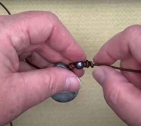 bohemian jewelry tutorial featuring leather necklace knots, Make a barrel knot
