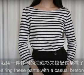 how to style wide leg pants ten different ways, Casual Breton shirt