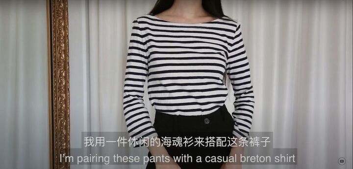 how to style wide leg pants ten different ways, Casual Breton shirt