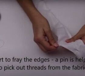 scrap buster five simple diy hair accessories, Fray the edges with a pin