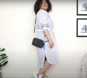 four spring wardrobe ideas how to style sneakers with dresses, Add a black purse