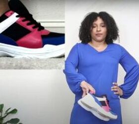 four spring wardrobe ideas how to style sneakers with dresses, Colorful color block sneakers