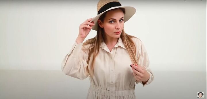 six ways to style the same shirt dress, A straw hat for texture