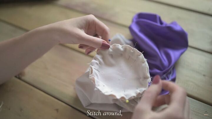 make your own sea inspired bucket bag, Stitch the circle