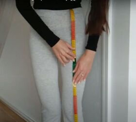 how to make sew an easy sweatpants pattern with pockets, Measuring from waist to ankle