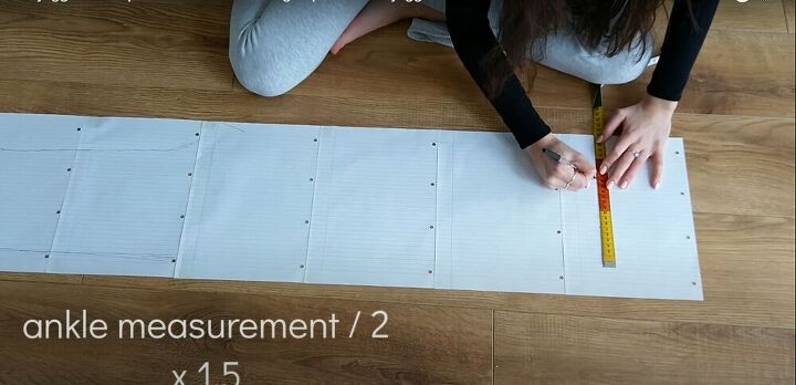 how to make sew an easy sweatpants pattern with pockets, Drawing the bottom hem of the sweatpants