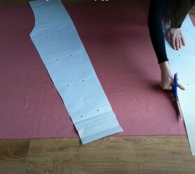 how to make sew an easy sweatpants pattern with pockets, Cutting out the pattern pieces in stretchy fabric