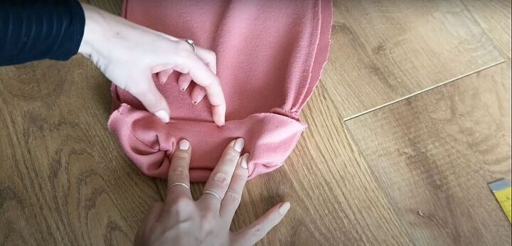 how to make sew an easy sweatpants pattern with pockets, Sew the cuff down around the elastic