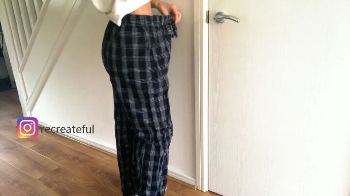 thrift flip mens pajama bottoms to diy skort, Before