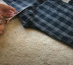 thrift flip mens pajama bottoms to diy skort, Fold and cut
