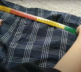 thrift flip mens pajama bottoms to diy skort, Measure the adjusted waistline