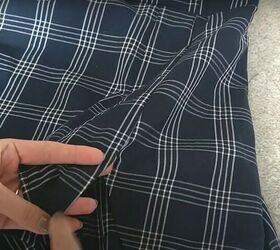 thrift flip mens pajama bottoms to diy skort, Hem the sides of the slit