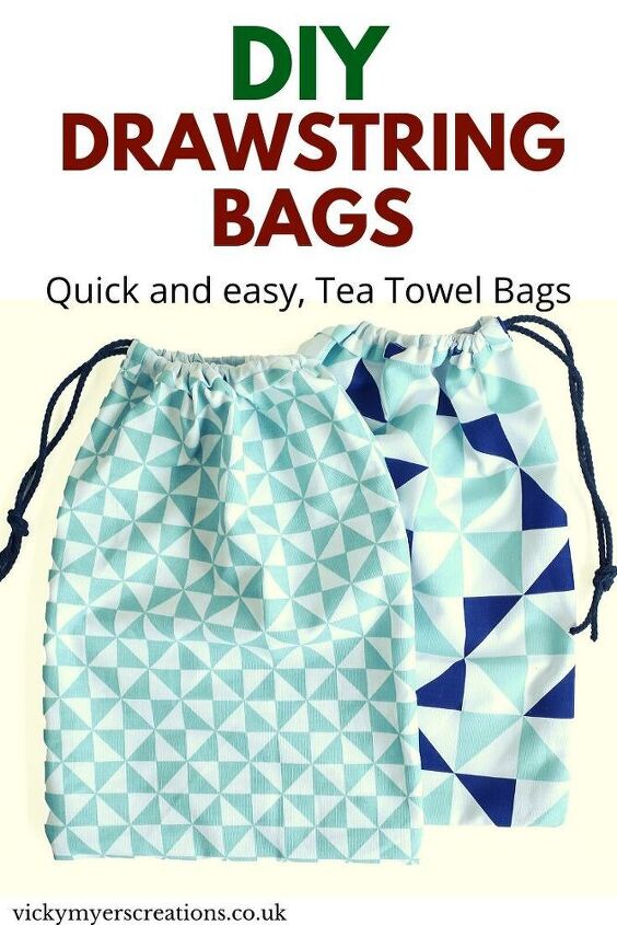 how to make a drawstring bag from a tea towel