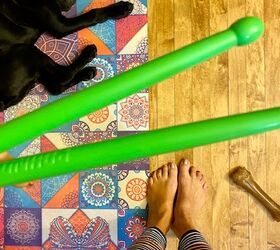 workout wear, Maize always wants to join in and loves laying on my yoga mat Rip Stix for my Pound Fit workout