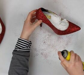 diy glitter shoes, Red glitter shoes