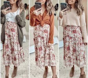 1 pink floral skirt 3 ways, The skirt is so versatile I can t wait to style it for summer as well