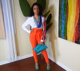 winter to spring transitional outfits, Wear orange pants