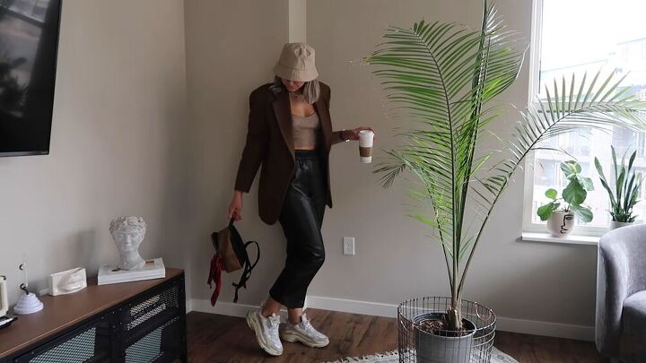 trendy ways to style black leather pants, Style leather pants